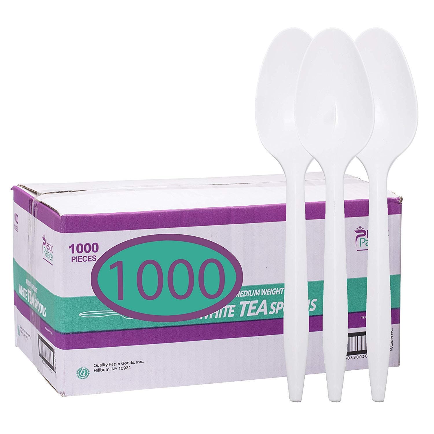 Plastic Palace Pa Disposable Plastic Bulk, Medium Weight & White (Case of 1000) (Tea Spoons), White