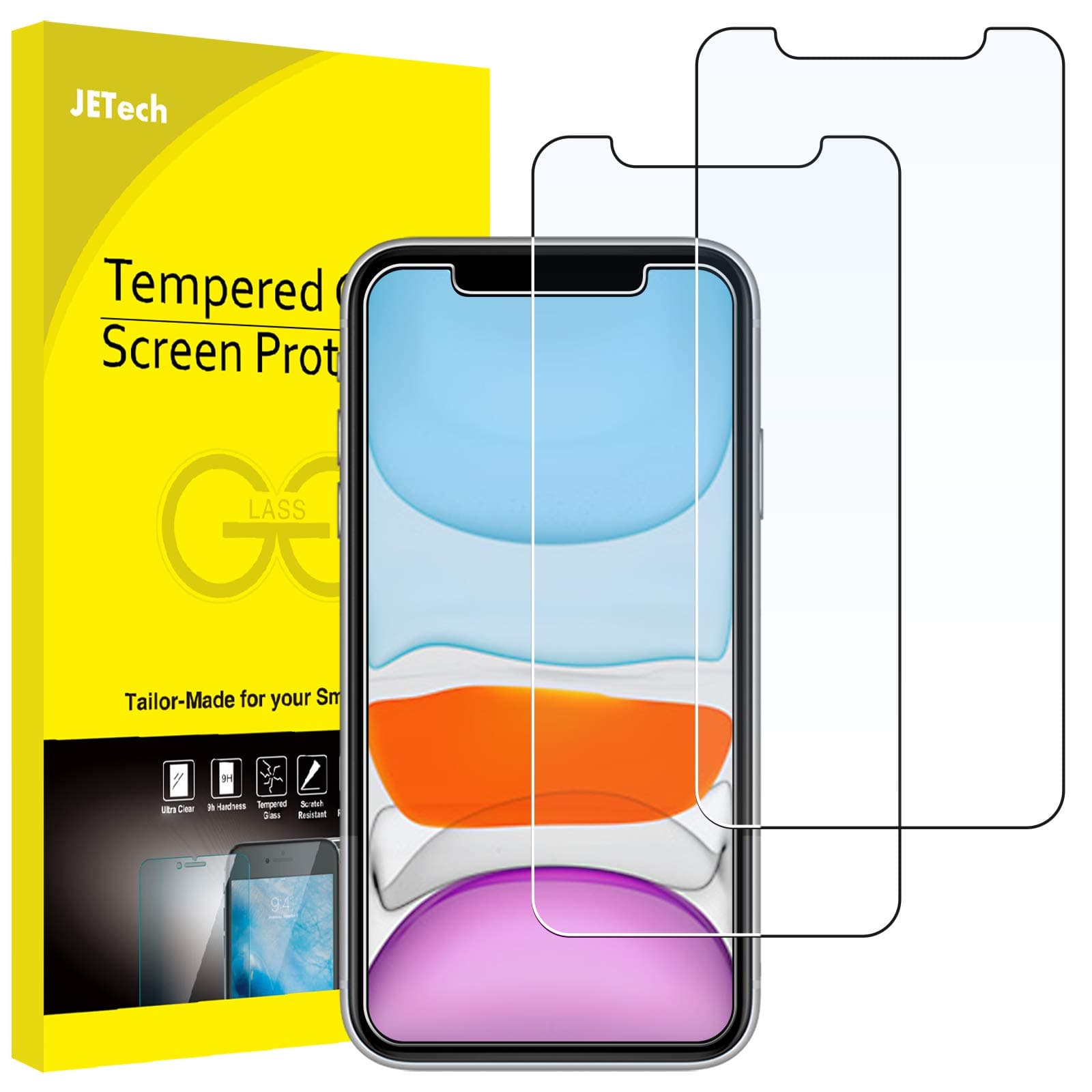 Screen Protector for iPhone 11 and iPhone XR 6.1-Inch, Tempered Glass Film, 2-Pack
