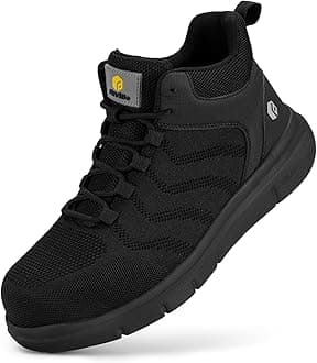 FitVille Wide Safety Shoes for Men Composite Steel Toe Safety Boots High Top Work Shoes for Men
