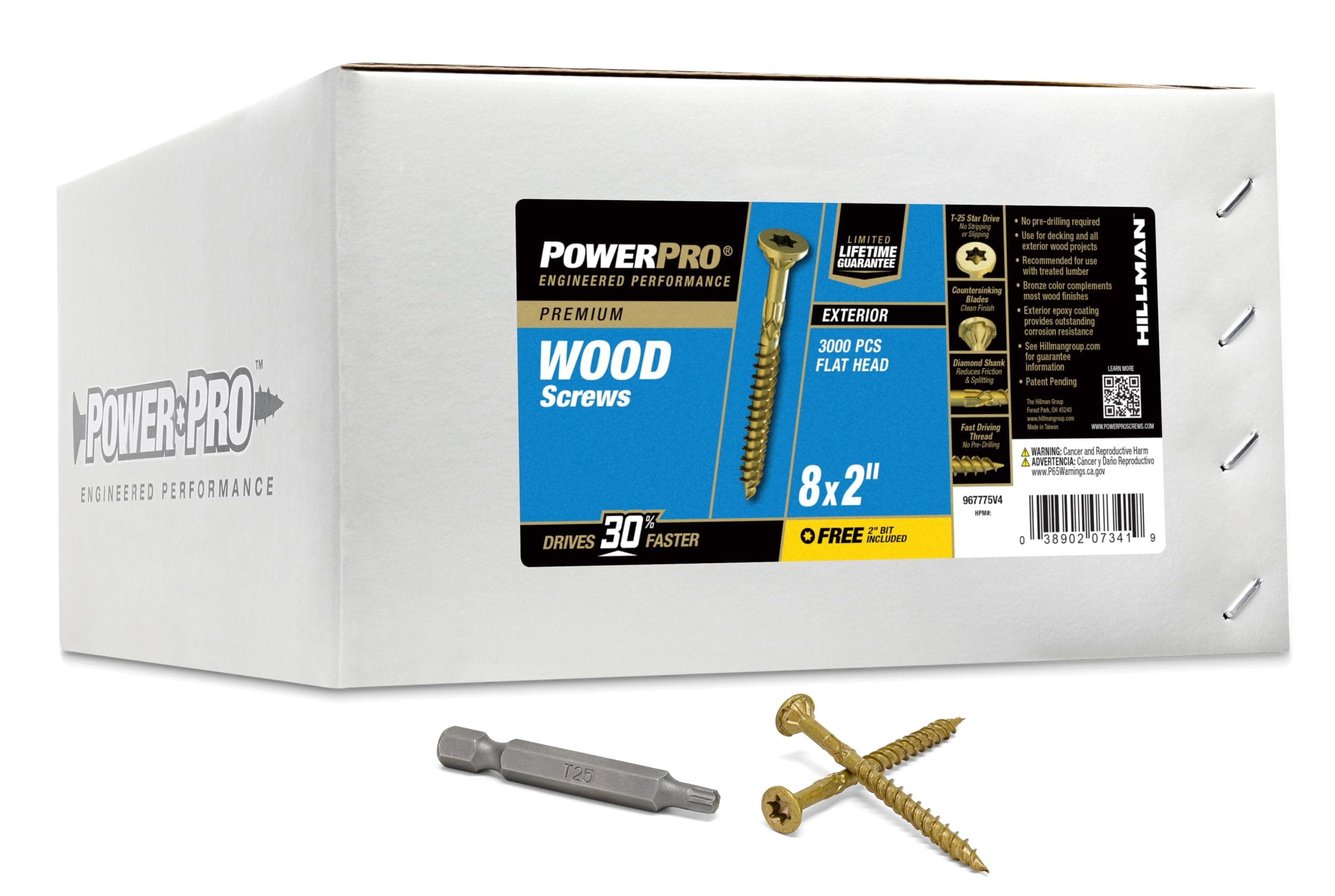 Power Pro 967775 1/4KEG 8X2 EXT SCREW, 3000pcs Box