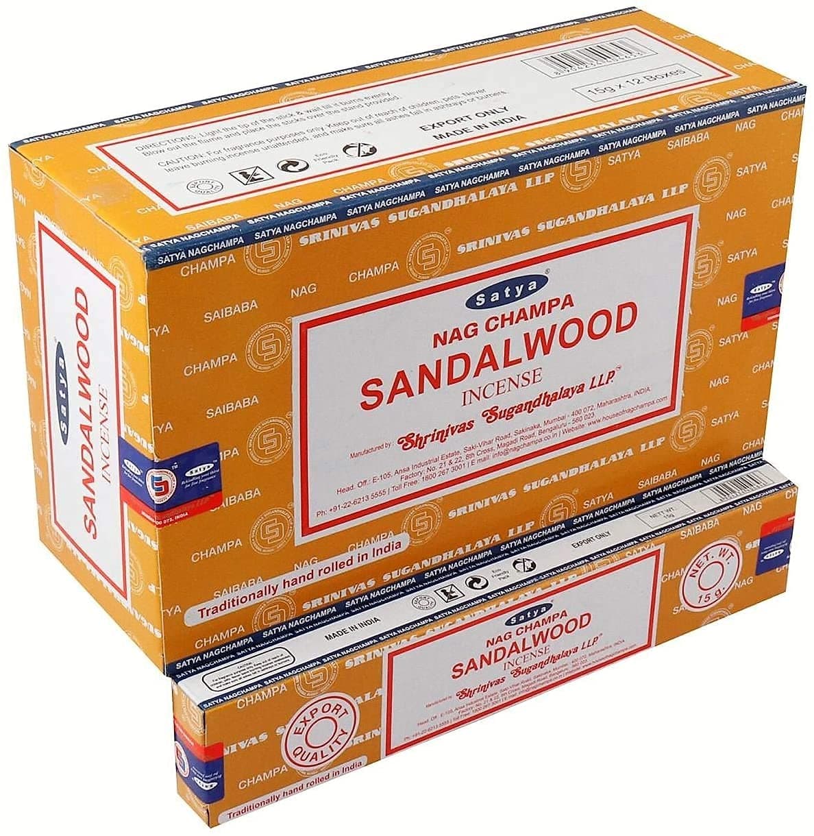 Satya Nag Champa Sandalwood Incense Sticks - Box 12 Pack (Sandalwood)