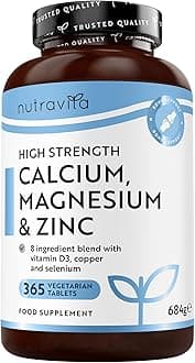 Calcium Magnesium & Zinc with Vitamin D D3 Copper Selenium Boron and Manganese - 365 Tablets