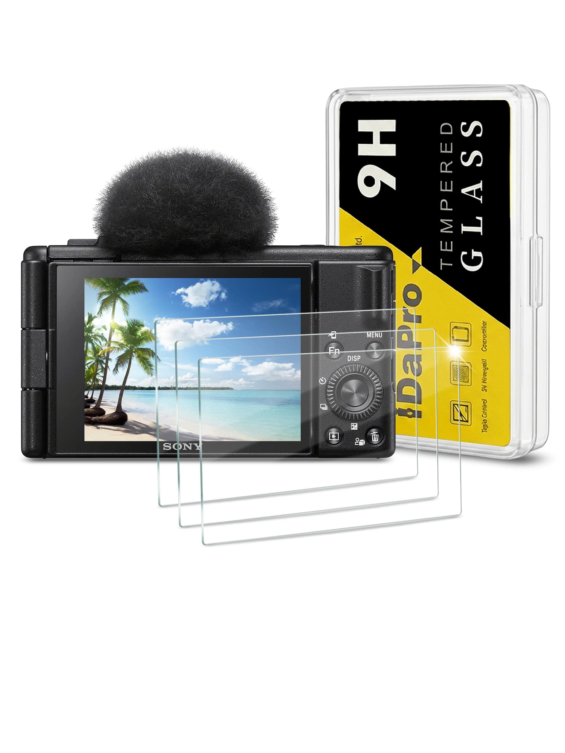 iDaPro Screen Protector for Sony ZV-1F ZV1F Vlog Camera [3 Pack],Tempered Glass 9H Hardness Anti-Scratch Bubble-Free Easy Installation