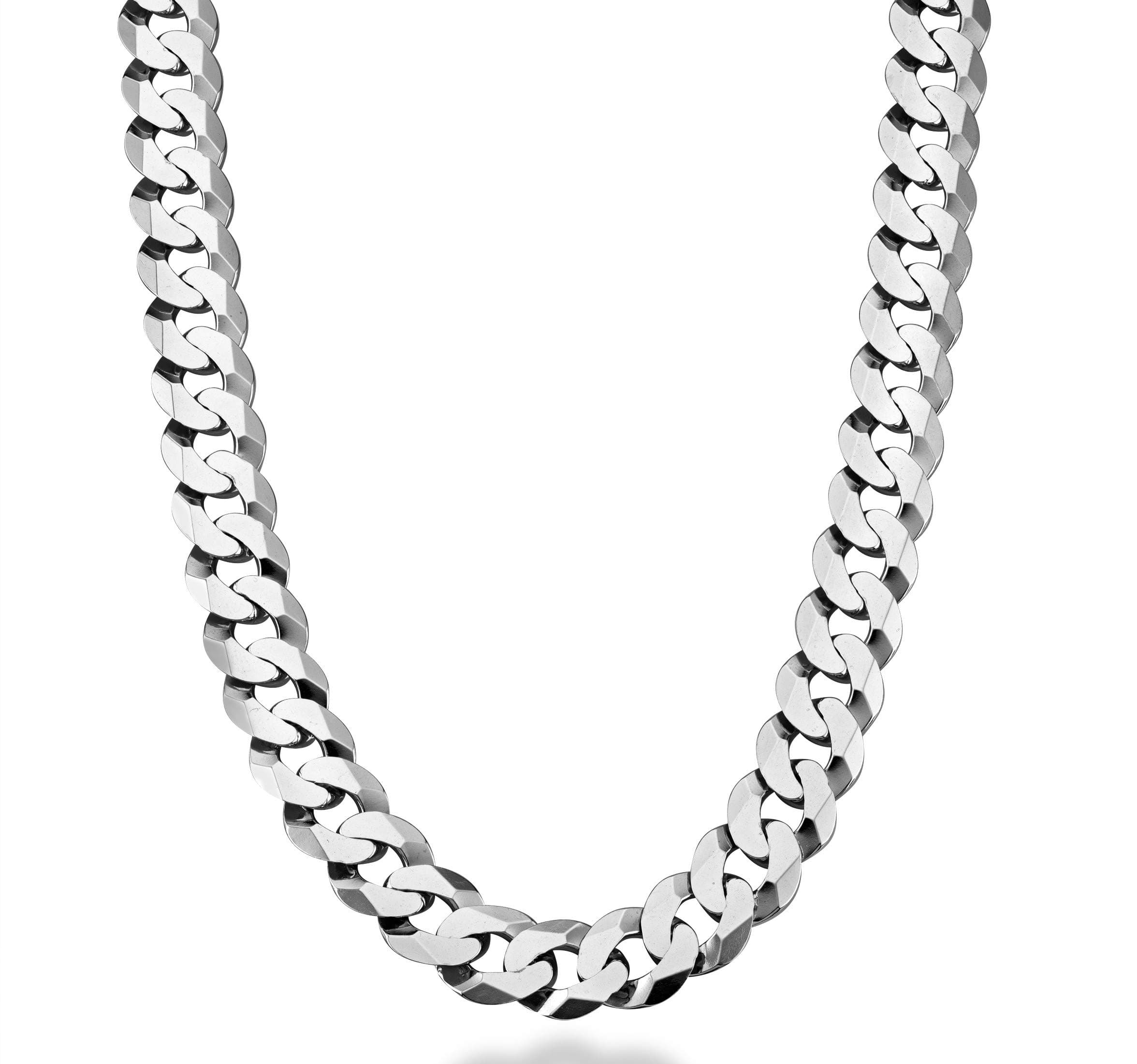 Miabella Solid 925 Sterling Silver Italian 12mm (1/2 Inch) Solid Diamond-Cut Cuban Link Curb Chain Necklace For Men, Made in Italy