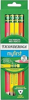 Ticonderoga My First Tri-Write Wood-Cased Pencils, Neon Colors, 12 Count (X13912)