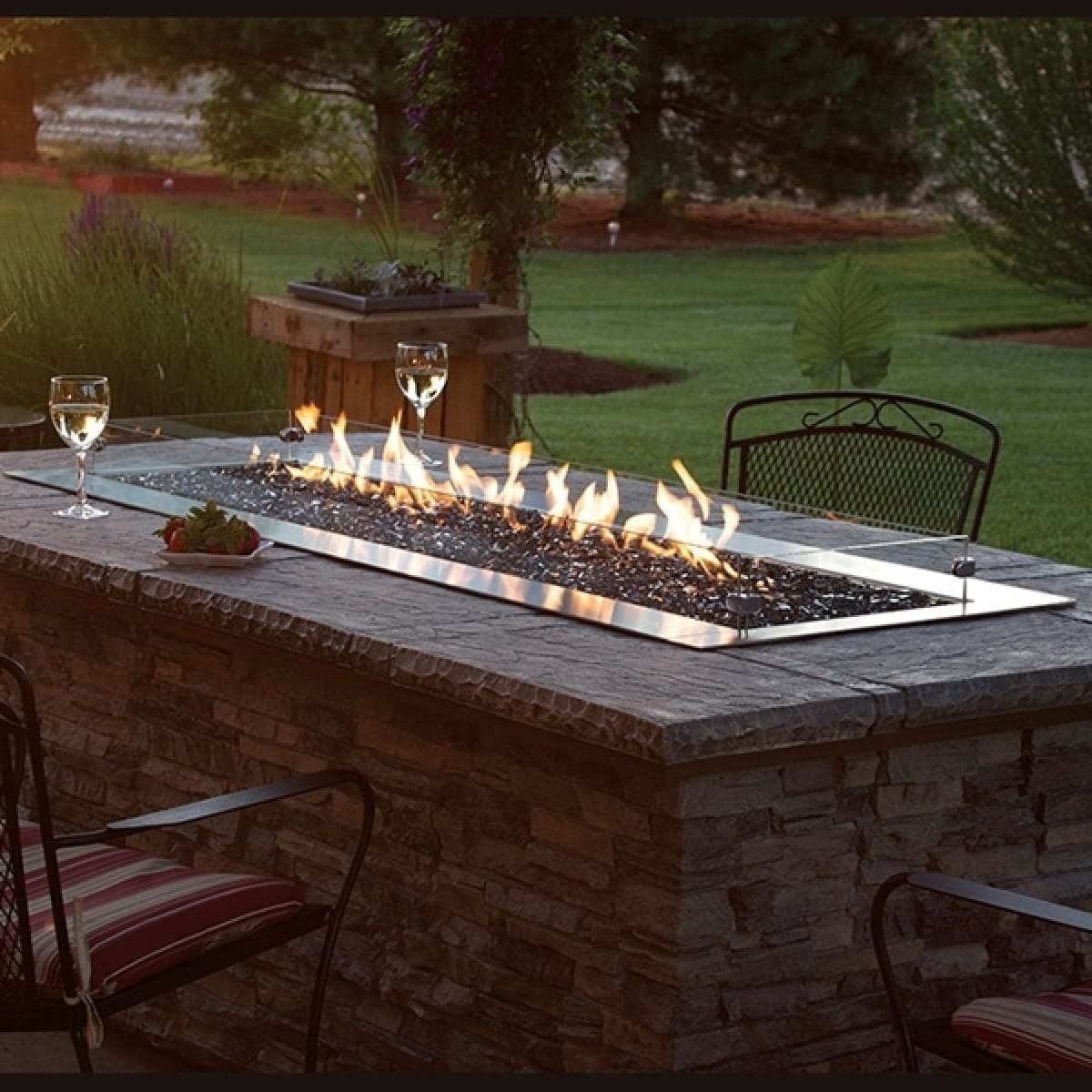 Empire OL48TP18 Outdoor Linear 48" SS Fire Pit with LED Lighting - NG