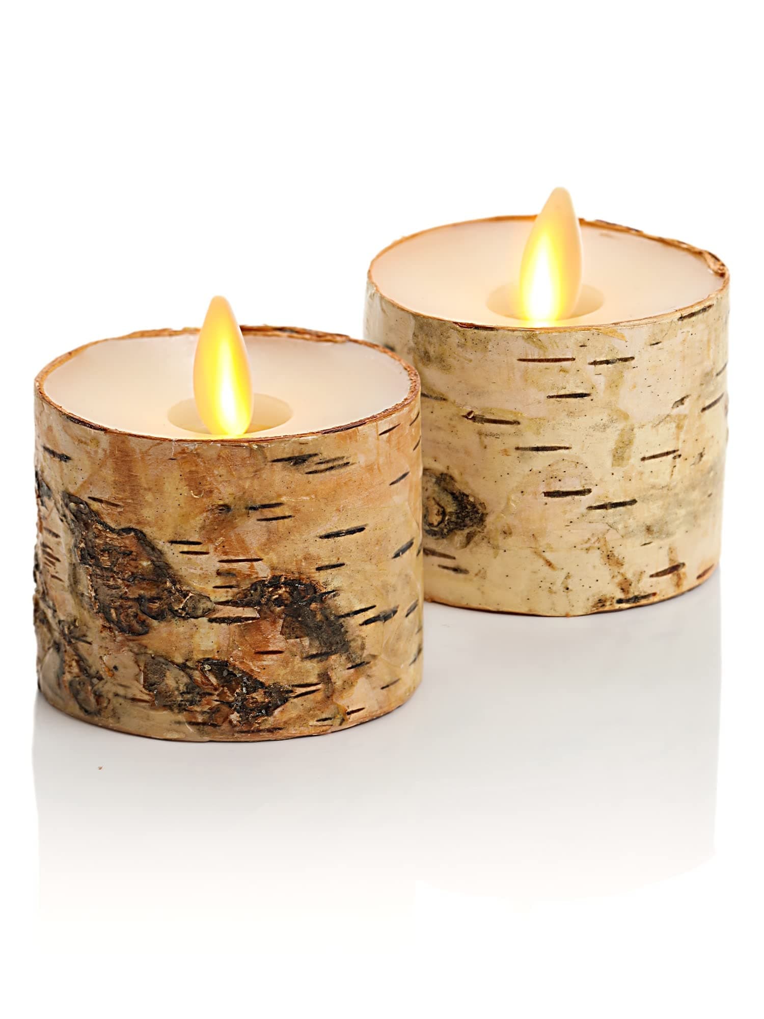 Luminara Flameless LED Tea Light Candle, 1.4" x 2", Pack of 2, Birch, Pearl Ivory, Real Flame, Battery Operated w/Remote Timer Function, Paraffin Wax