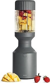 Beast Mega 1200 | Premium Countertop Blender | Smoothies, Shakes, Sauces, Dips, Soups | Blends Ice and Frozen Fruit | Includes Extra Lids and Straw System | 1200W | (Charcoal, 120V)