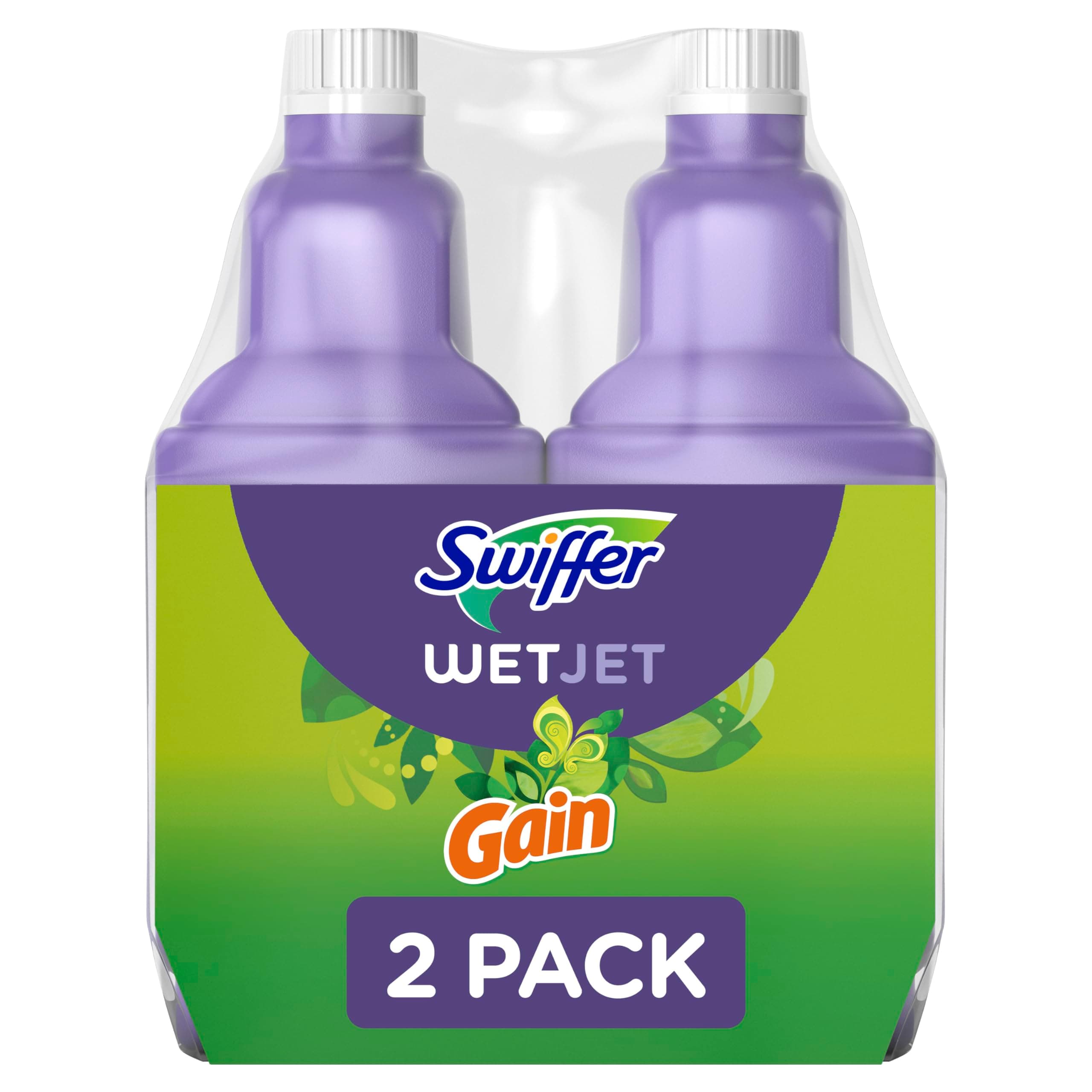 WetJet Multi-Purpose and Hardwood Liquid Floor Cleaner Solution Refill, with Gain Scent, 42.2 fl oz each, (Pack of 2)