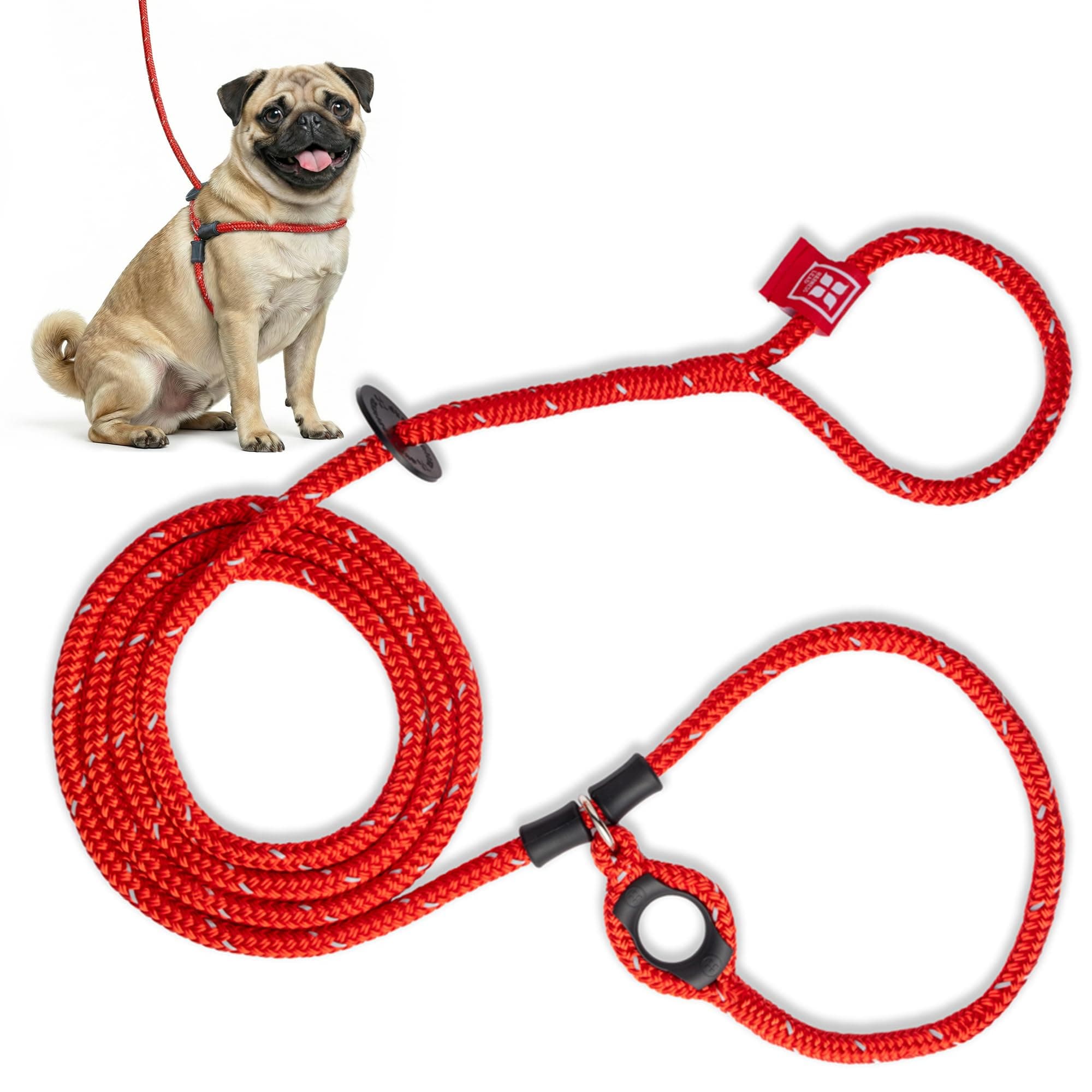 No Pull Dog Harness and Leash Set, Anti Pull Dog Harness, One-Piece Cushioned Rope Safely Prevents Escaping and Pulling (Small/Medium, Red/Reflective)