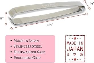 Made In Japan Fish Bone Tweezers (2-pack) - Non-Slip, Precision Grip - Debone Salmon, Bass, Catfish - Stainless Steel Handmade Japanese Craftsmanship (4 3/4")