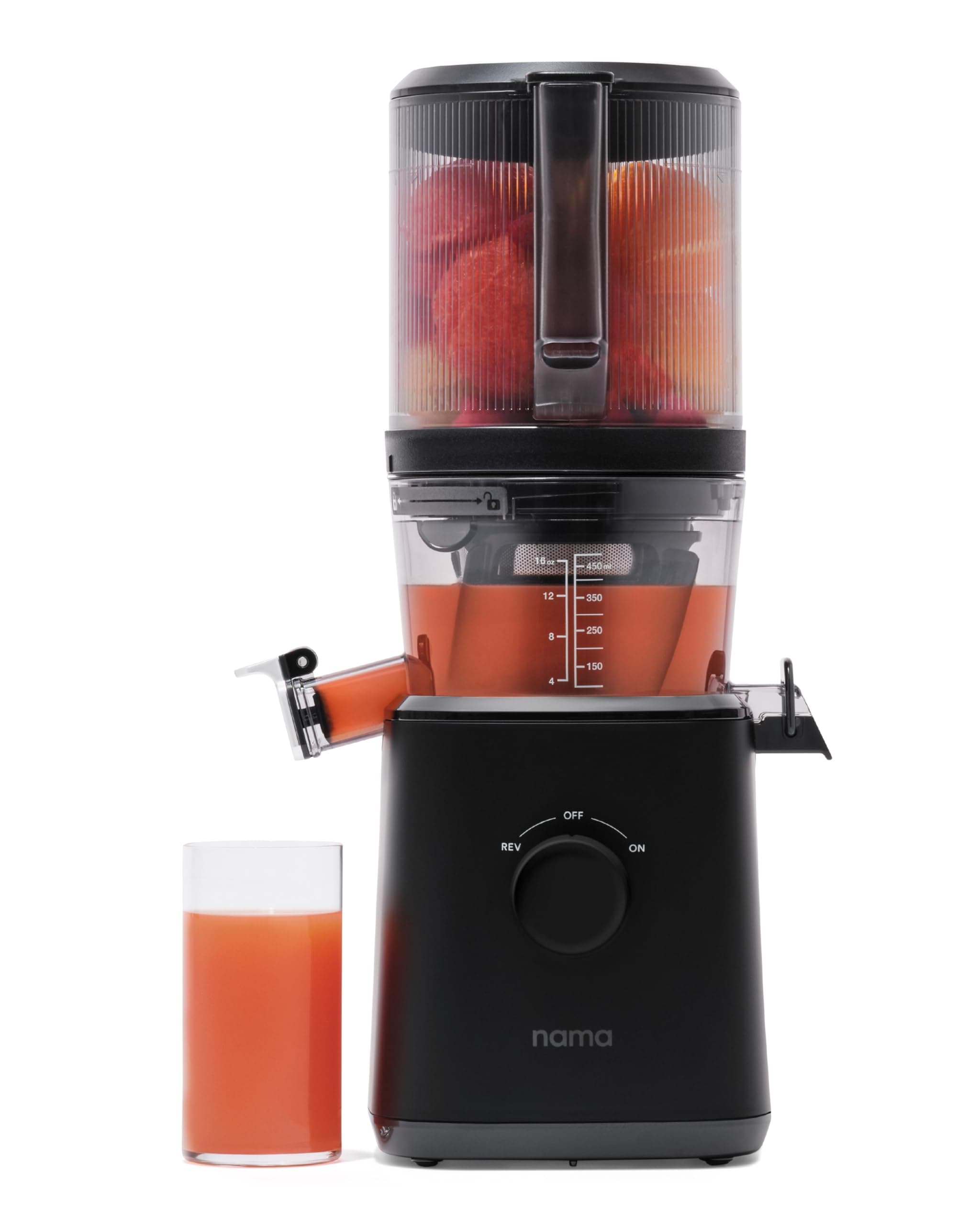 NAMA J2 Cold Press Juicer, Self Feeding for Hands Free Operation, Residue Free Chew Squeezer for More Juice, Less