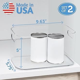 STORi Bliss 10" x 6" Open Compartment Clear Plastic Organizer (Set of 2) | Rectangular Makeup & Vanity Container & Pantry Storage Bin with Pass-Through Handles | Round Corner Design | Made in USA
