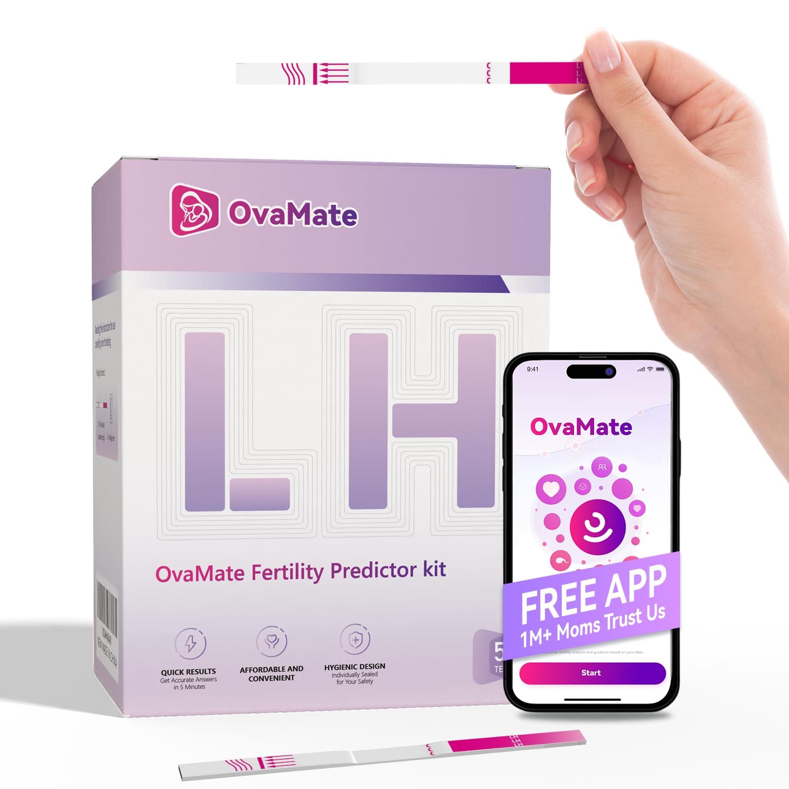 Ovulation Test Strips (50 - Pack). 50 Pack Fertility Tests. Powered by The OvaMate Ovulation Calculator APP (for iOS & Android) Accurately Track Ovulation.