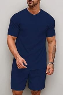Men's Premium Cotton Blend Pyjama Set || Stylish Round Neck T-Shirt and Shorts || Casual Night Suit Wear Set for Man
