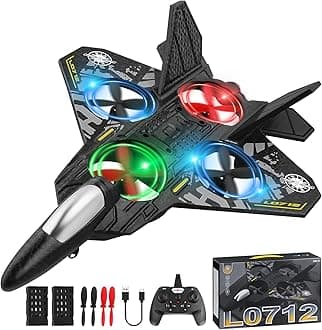 AWH Henakmsl RC Plane, 2.4GHz Remote Controlled Aeroplane L0712 Quadcopter Floating Fighter Aircraft RC Aeroplane RTF for Beginners/Children/Adults, APlane Toy with Coloured Lights USB Charging