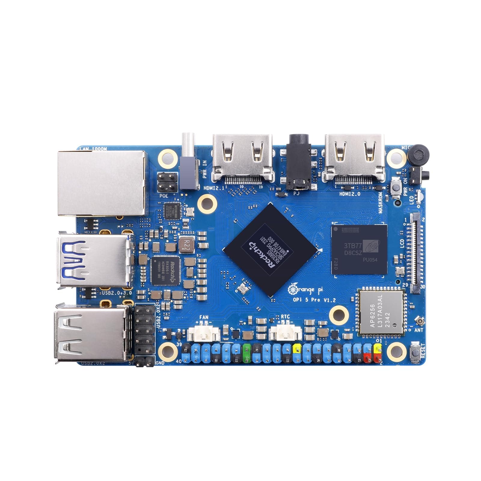 Orange Pi 5 Pro 16GB LPDDR5 8 Core 64 Bit RK3588S Single Board Computer, 8K Video Decoding 2.4GHz Frequency WiFi Bluetooth Open Source Board Run Orange Pi OS, Android, Debian, Ubuntu