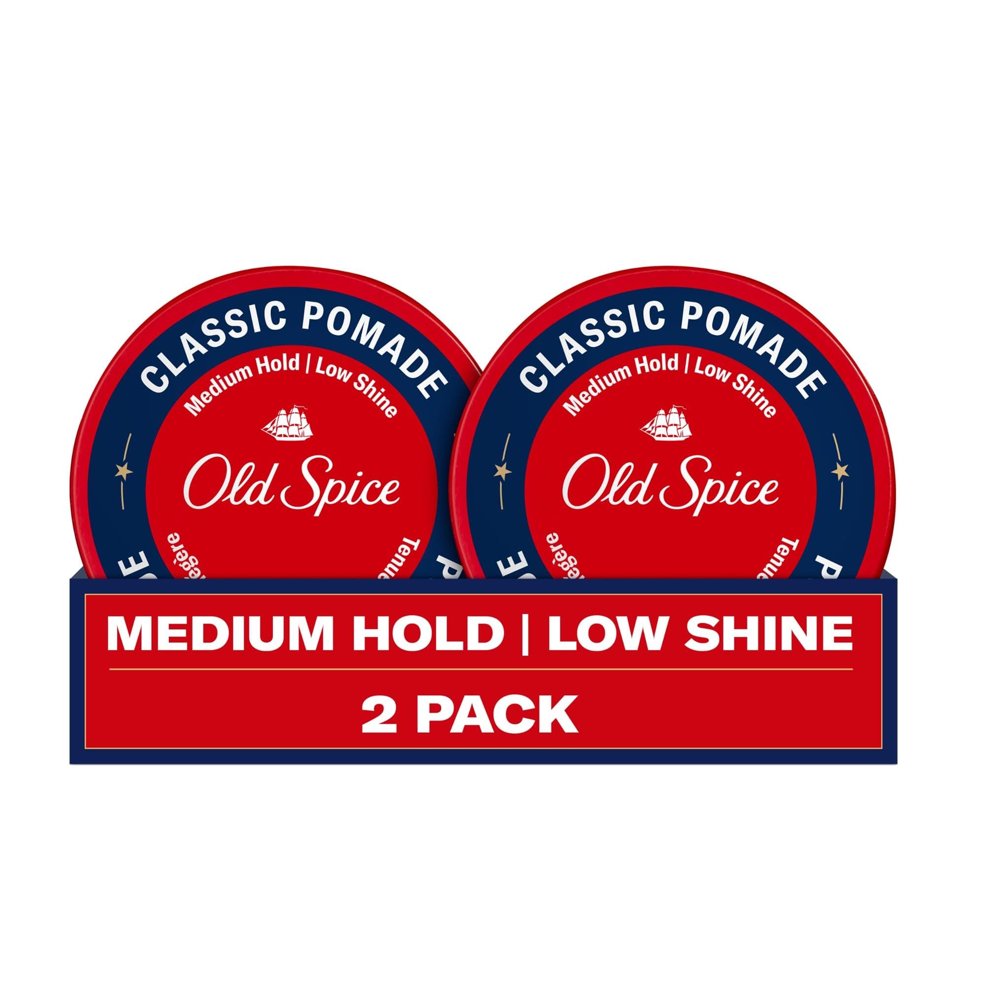 Old Spice Mens Hair Pomade, Medium Hold, Low Shine, Mens Hair Styling, 2.22 oz Each, Twin Pack