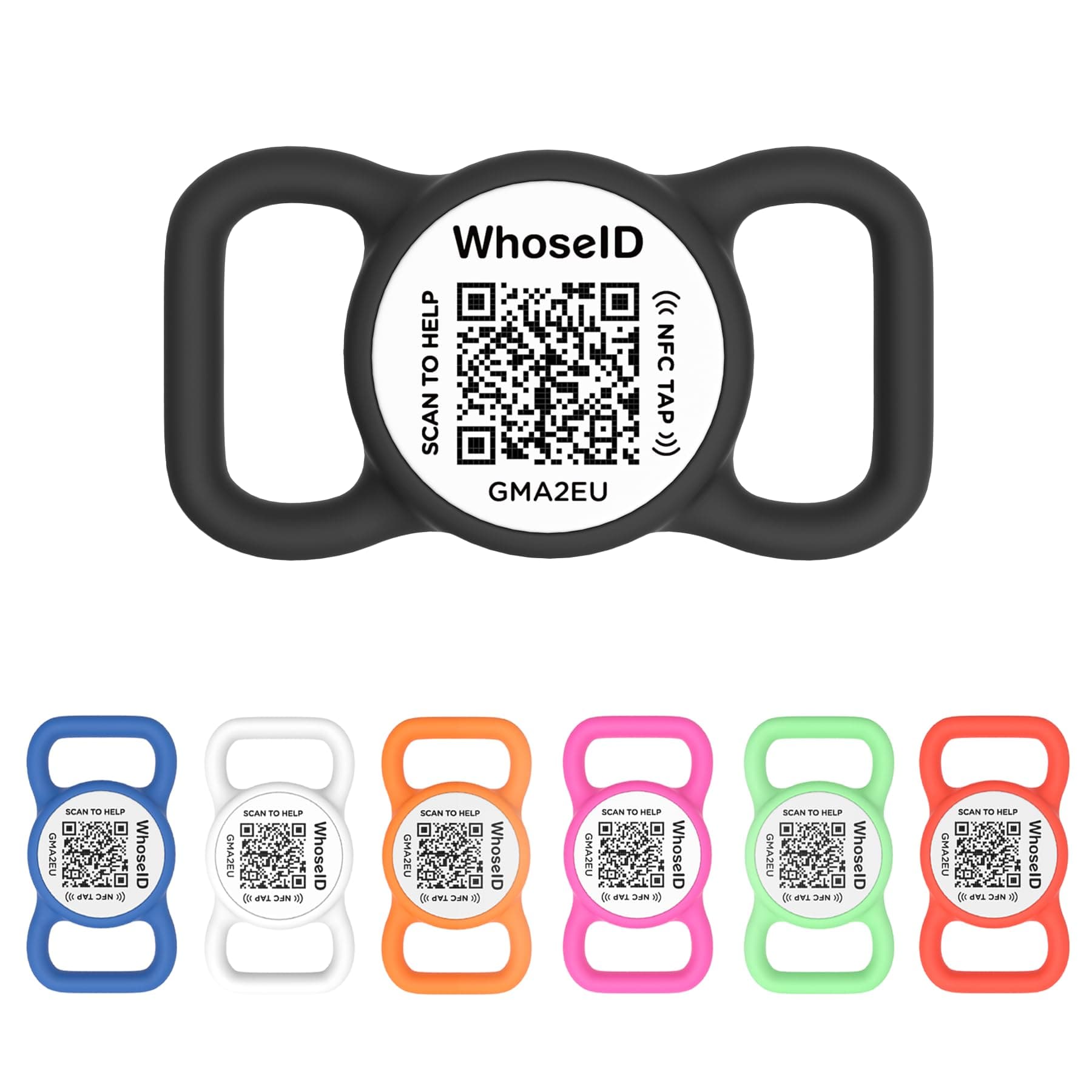 QR Code Dog Tag with NFC, Personalized Pet ID Tag, Silent Dog ID Tag, Modifiable Pet Online Profile, Multiple Emergency Contact, Scan QR Code Send GPS Location Email (Regular, Black&White)