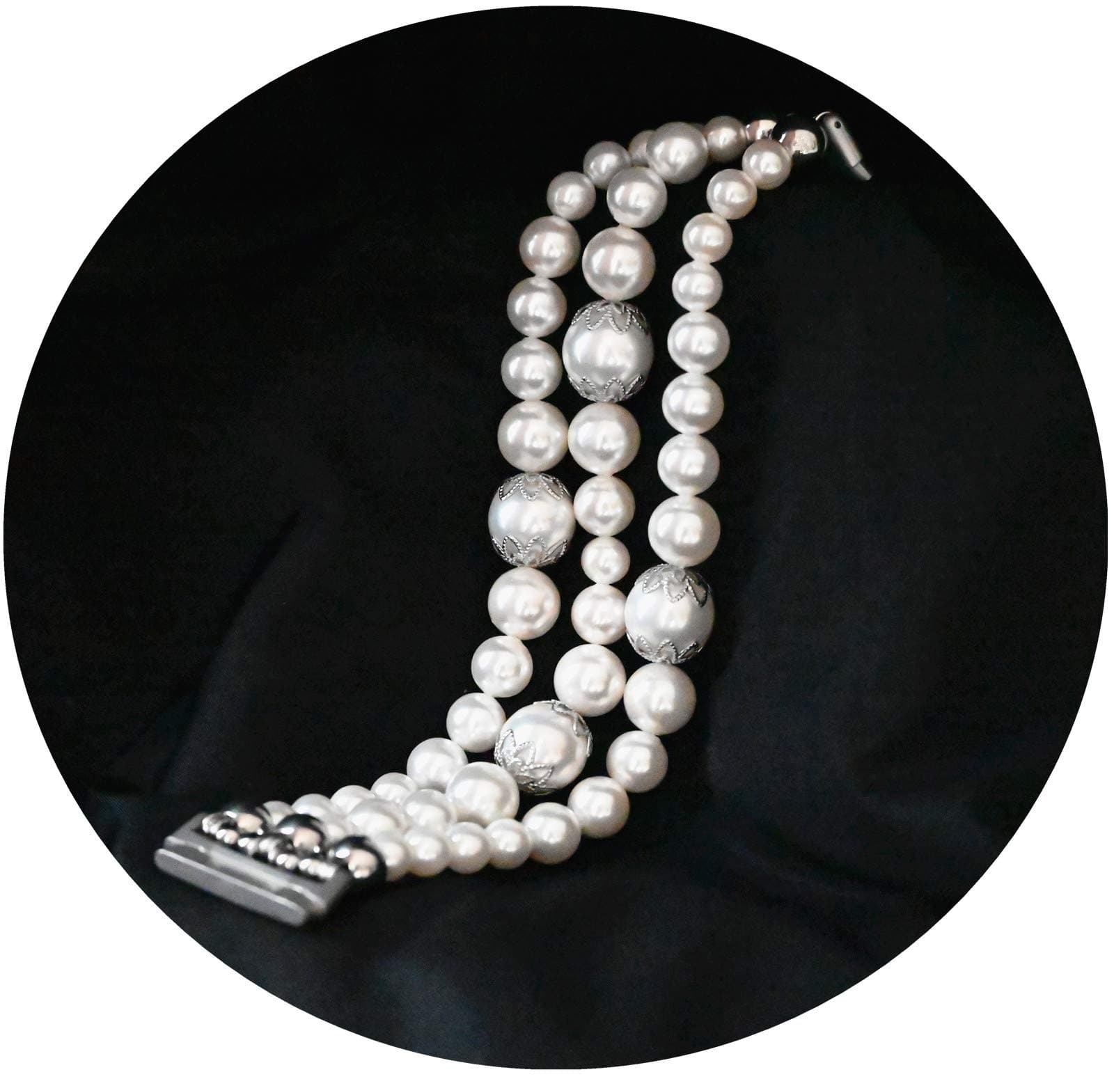 White Pearl Bands Compatible with Fitbit Versa 3 / Sense Elastic Stretch Handmade Jewelry Bracelet Smartwatch Replacement Strap Wristband Wearable Tech Watchbands for Girls Women