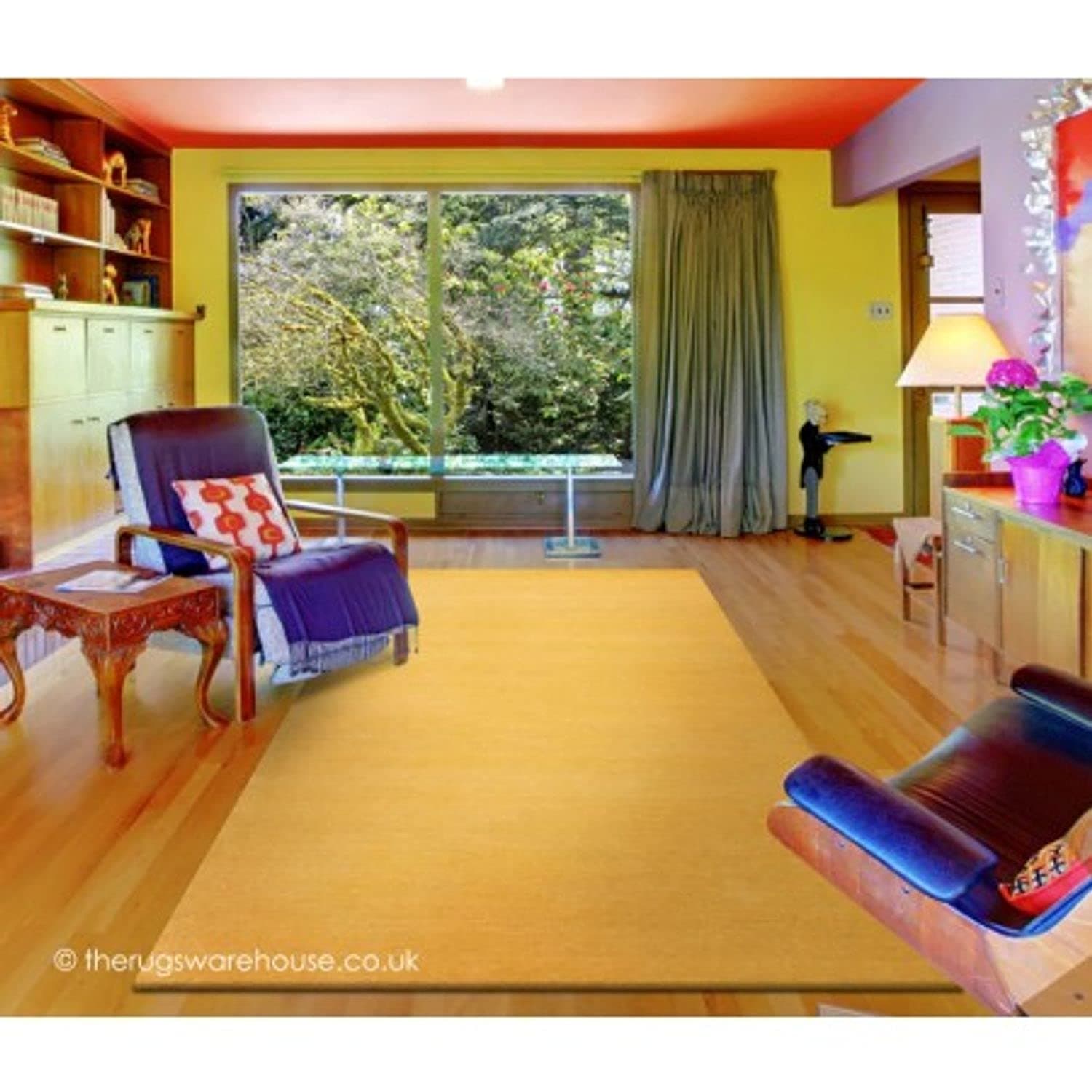 Zara Carpets Solid Plain Hand Made Rugs Runner Size 2 Feet by 6 Feet (2x6 feet) Yellow