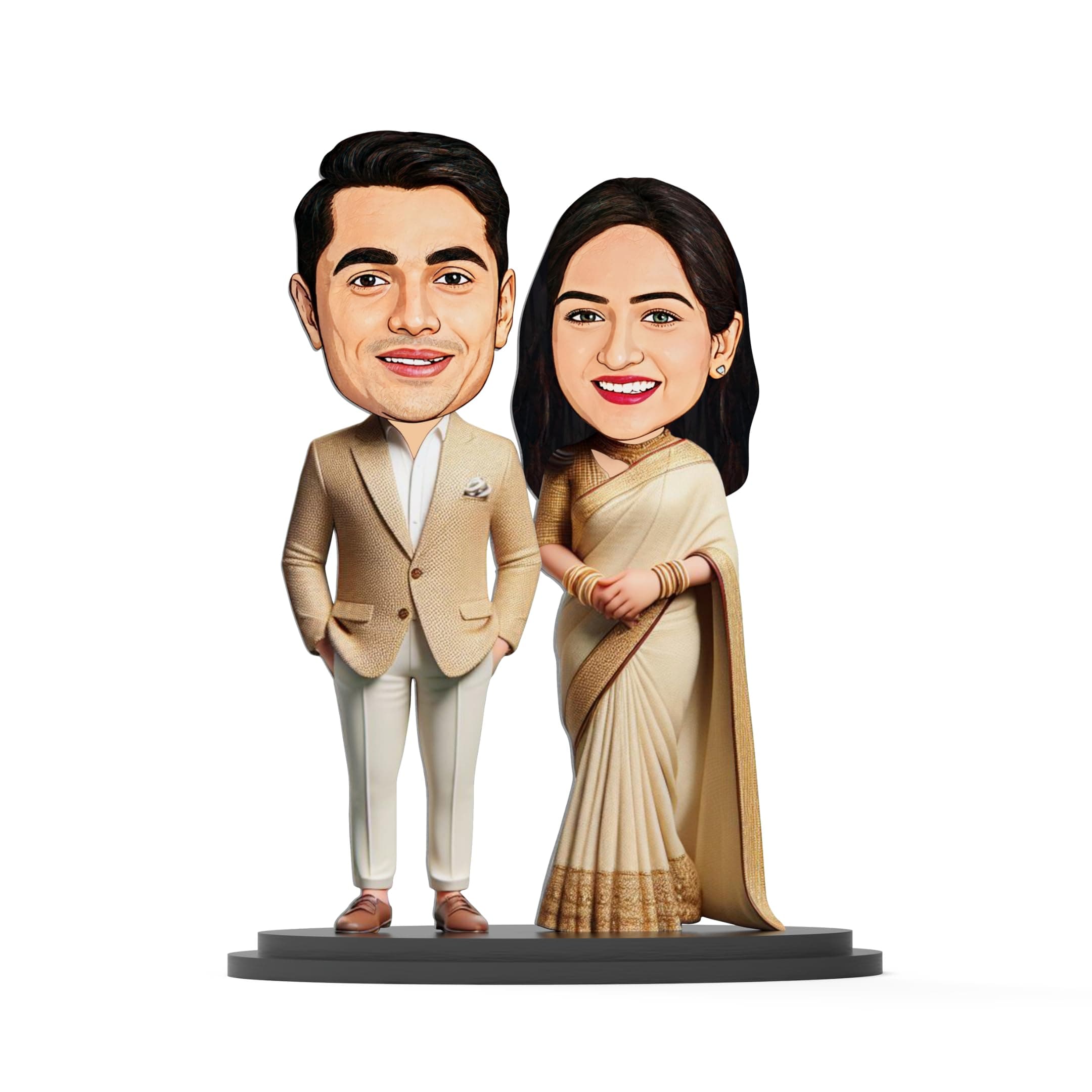 Plastic Avatar Studio Personalized Gift for Husband Wife Character Tabletop Caricature Rectangular Photo Frame Unique Design Gift (Wedding Couple - 2) (Multicolor 10 Inches)