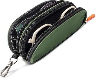 Double Eyeglasses Case Soft Portable Zipper Sunglasses Pouch with Keychain Clip for Men Women
