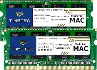 Timetec 8GB KIT(2x4GB) Compatible for Apple DDR3L 1600MHz for Mac Book Pro (Early/Late 2011,Mid 2012), iMac(Mid 2011,Late 2012,Early/Late 2013,Late 2014,Mid 2015), Mac Mini(Mid 2011,Late 2012) MAC RAM