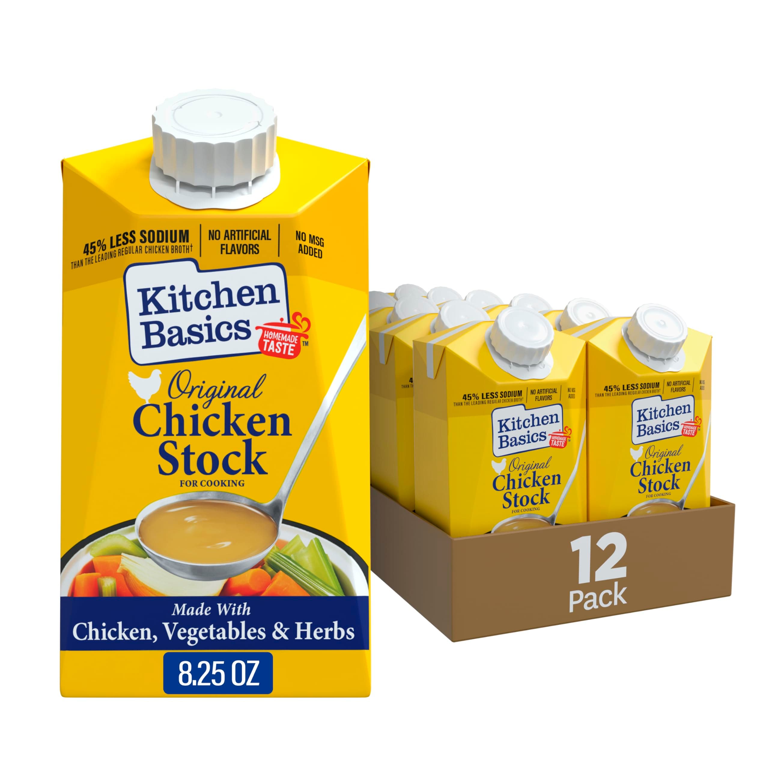 Original Chicken Stock, 8.25 oz Carton (Pack of 12) Pantry Staple for Homemade Recipes, Perfect for Gravy or Side Dishes