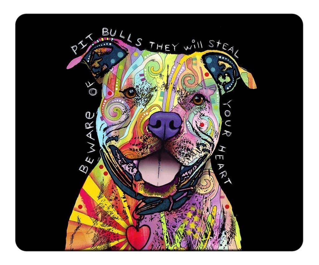 CUSTSIGNER® Premium Office&Gaming Mouse Pad Design - Beware of the Pit Bulls Mouse Pad 12x11x0.15 Inches (Natural Eco Rubber)