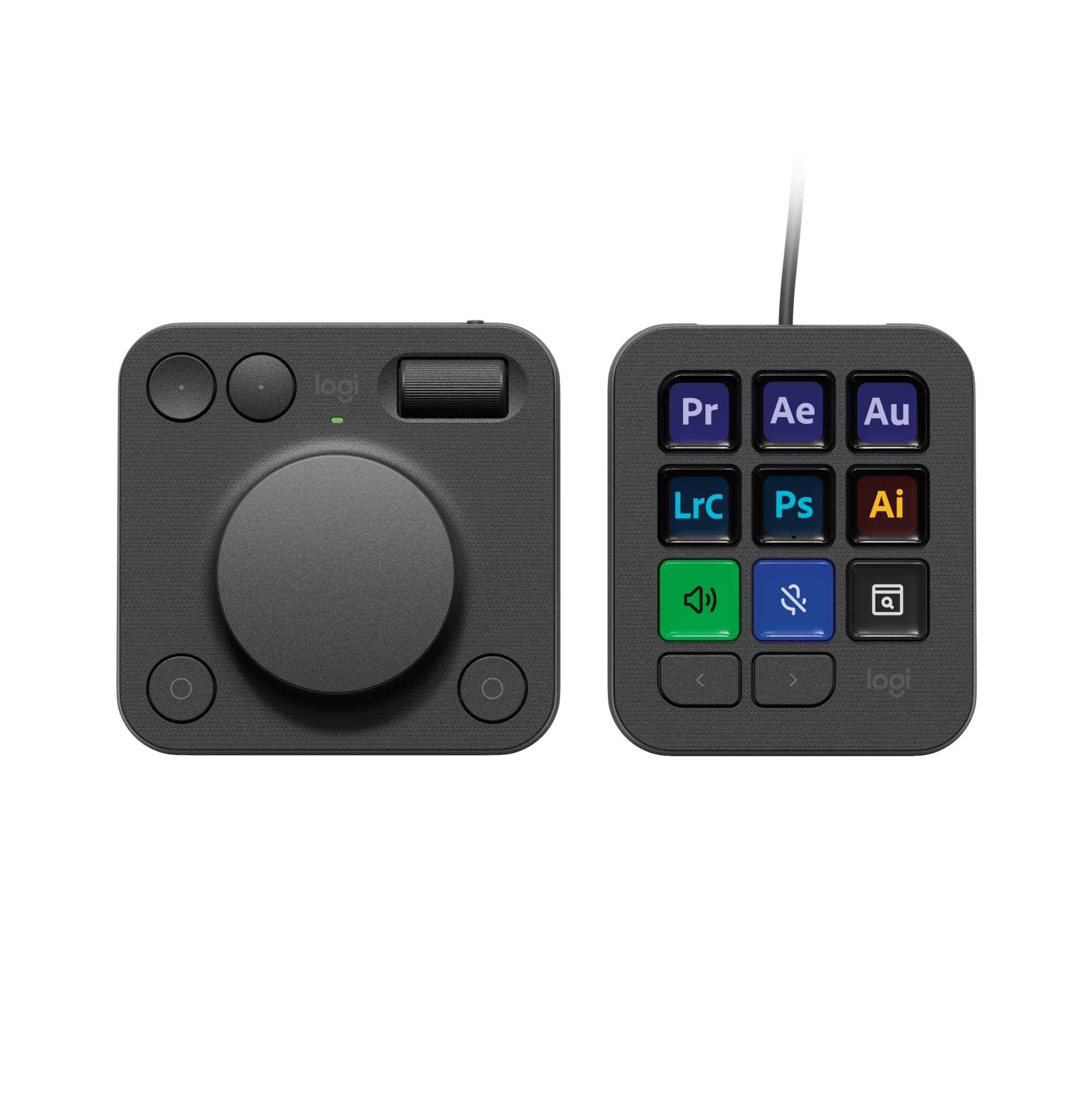 Logitech MX Creative Console, Programmable Keypad With 9 Customisable LCD Keys and Control Dial for Graphic Design, Video Editing, Photography, use with Adobe, Zoom, Spotify and more - Graphite