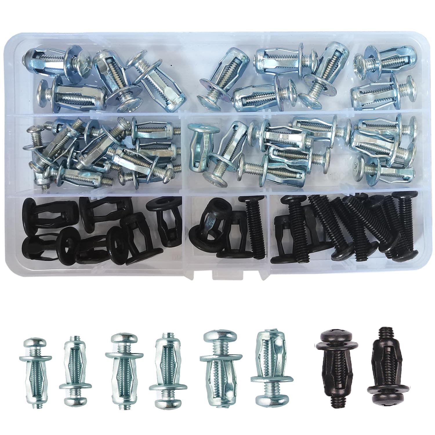 40 Sets(80pcs) M4 M5 M6 Jack Nuts Petal Nuts Expansion Nut Thins Fixings Dowels with Screws Assembly for Hollow Wall Iron Skin Line Use in Thin Soft Wall