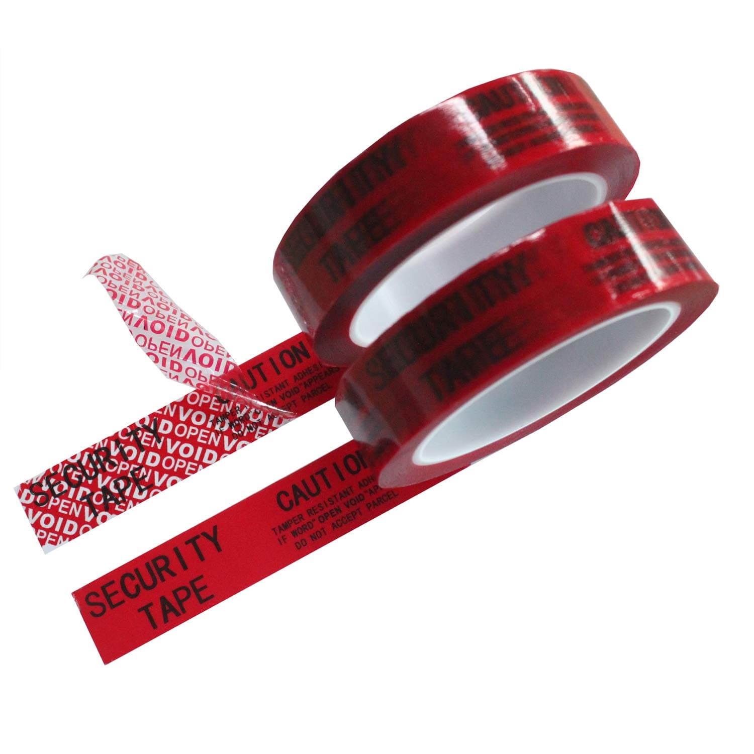 2 Rolls 100% Total Transfer Tamper Proof Security Void Tape (1 Inch x 55 Yards x 2 Mil, Ultra-thick “Void” Film, Red)
