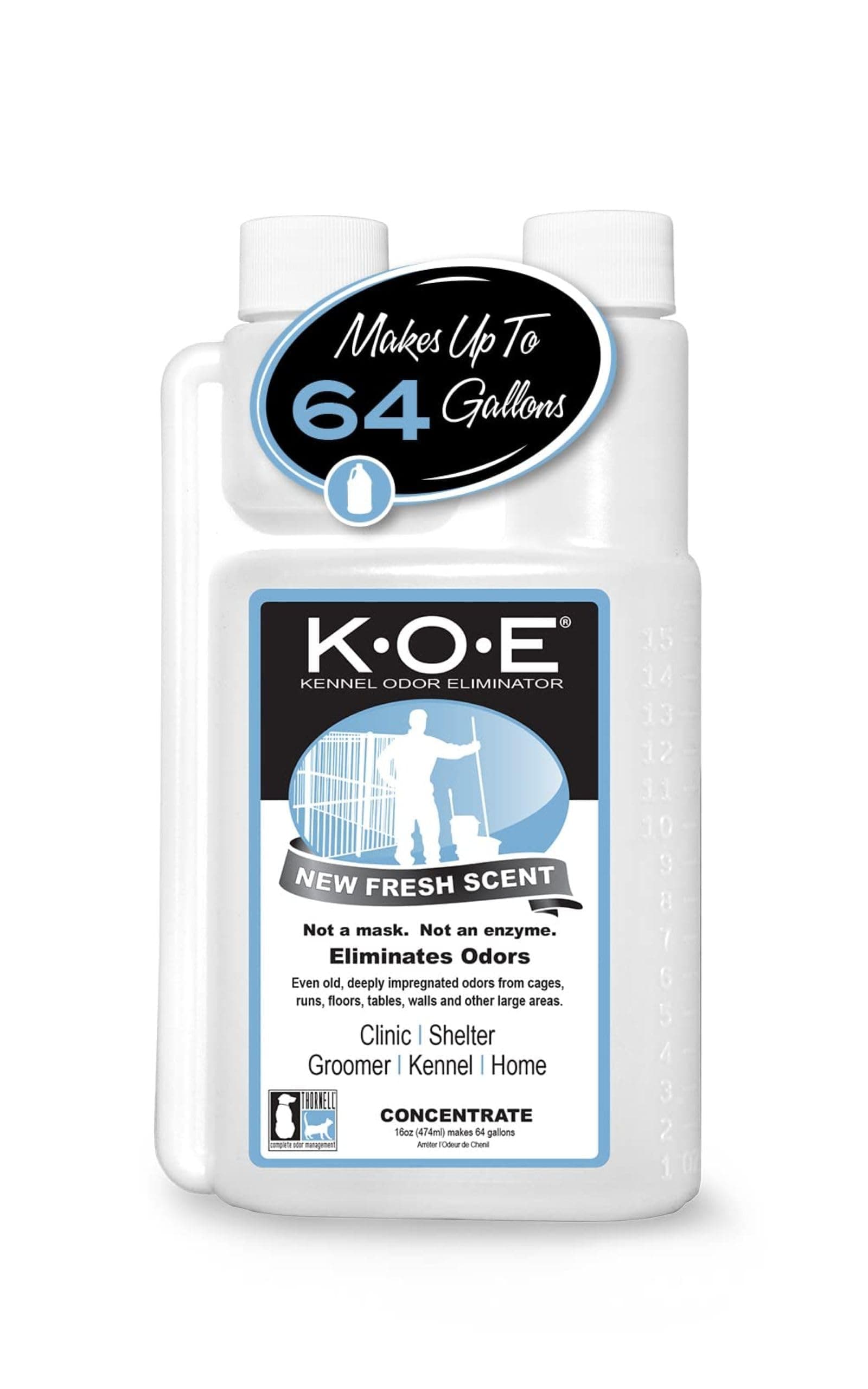 K.O.E Kennel Odor Eliminator Concentrate – For Cages, Runs & More – For Home & Kennel w/Safe, Non-Enzymatic Formula (Fresh Scent, 16 oz)