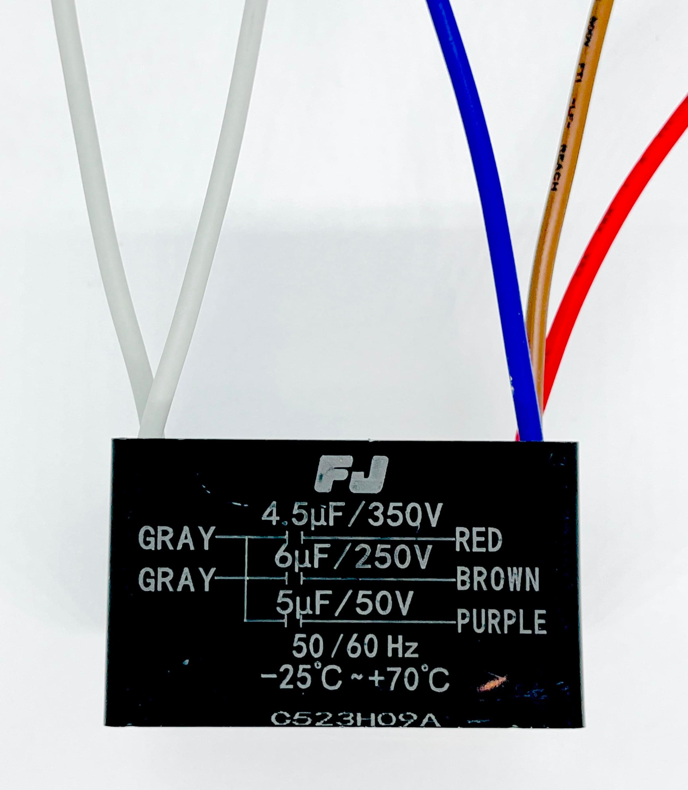 CEILING FAN CAPACITOR CBB61 4.5uf+6uf+5uf 5 WIRE