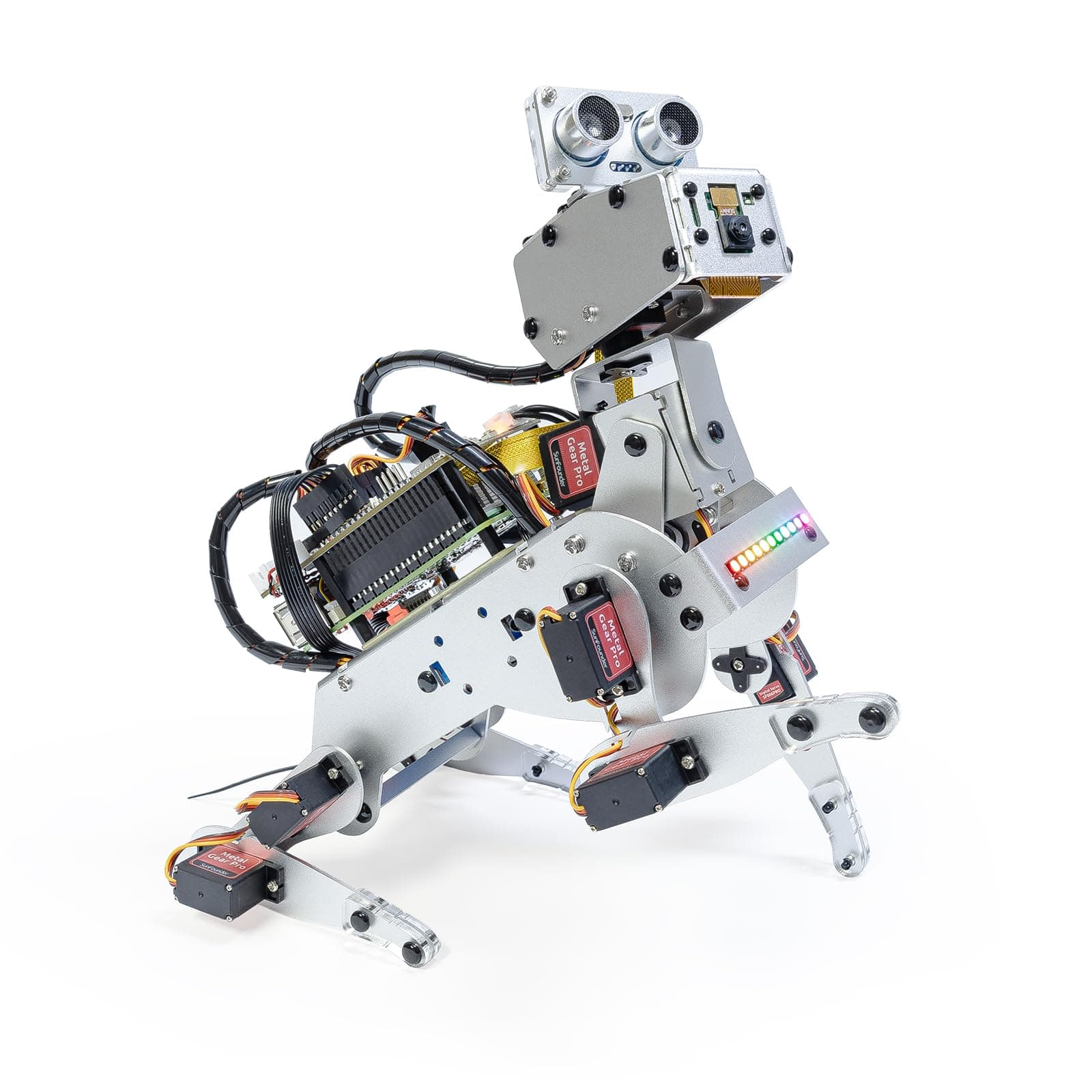 SunFounder PiDog AI Robot Dog Kit for Raspberry Pi 5/4/3B+/Zero 2W, LLMs ChatGPT-4o/Gemini/Grok, Voice&Video Recognition, Python, App Control, Battery, Gyroscope, Camera (RPI NOT Included)