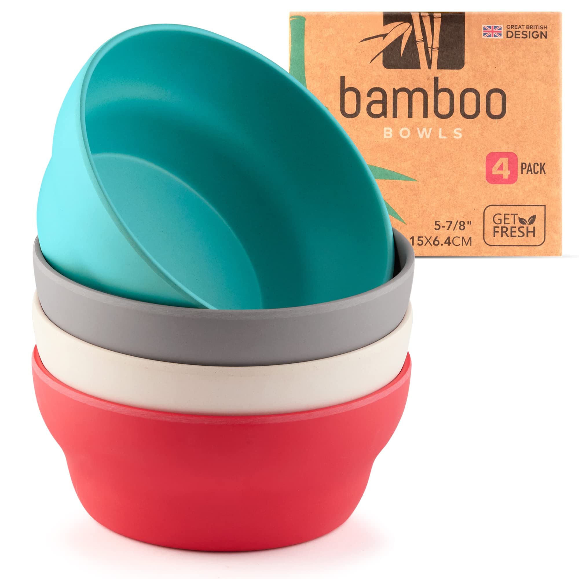 Bamboo Bowls 4 Pack, Bamboo Fiber Dinnerware Set, Non-toxic Bamboo Dinnerware Multiple Colors, Bamboo Fiber Bowls for Healthy Dining