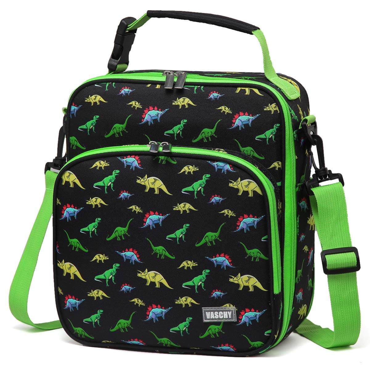 Lunch Boxes Bag for Kids,VASCHY Reusable Lunch Box Containers for Boys and Girls with Detachable Shoulder Strap, Insulated Lunch Coolers for School Cute Dinosaur