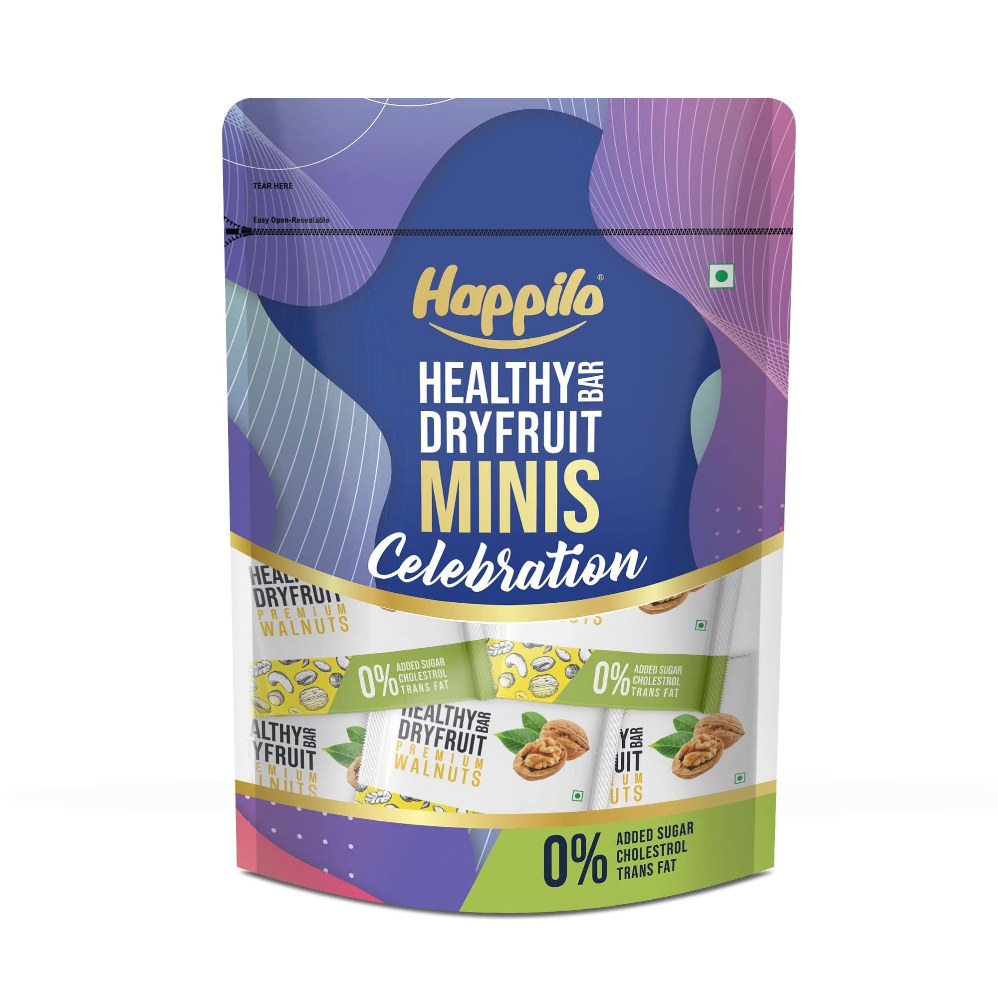 Happilo Premium Walnuts Healthy Mini Dry Fruit Bar Pack of 12 (15g each), Healthy Snack, High in Protein Nuts, No Added Sugar