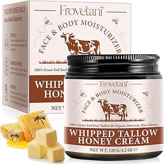 All Natural Beef Tallow Skin Care Tallow Face Cream Grass-Fed Beef, Wild Honey And Beeswax, Deeply Moisturises and Repairs the Skin, Suitable for all Skin Types, 120g Ultimate Moisturising
