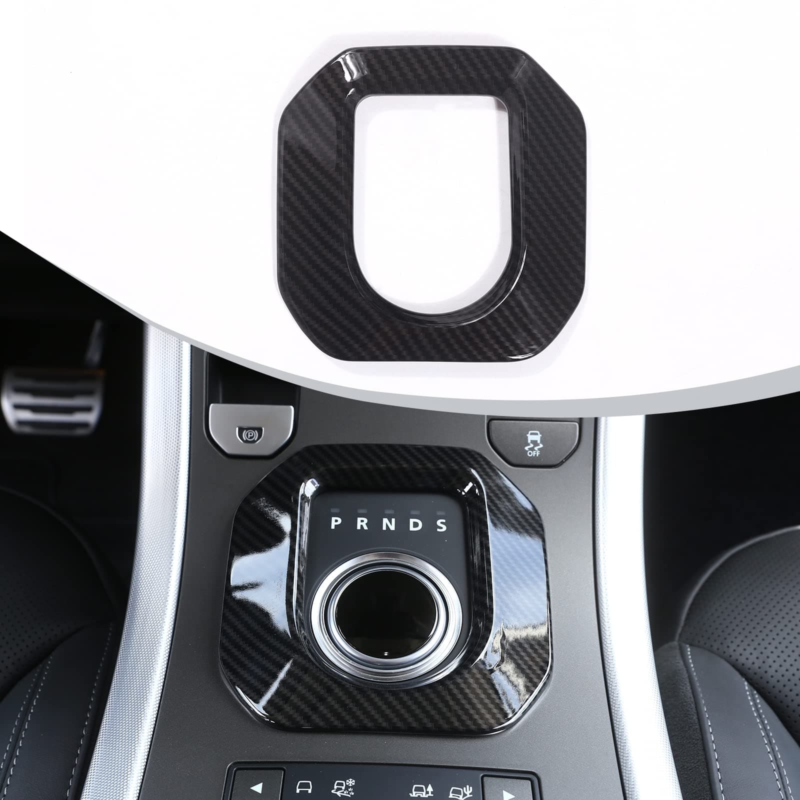 BEINSTOCK Carbon Fiber Style ABS Plastic Accessories Gear Shift Frame Cover Trim for Rangerover Evoque 2012-2018
