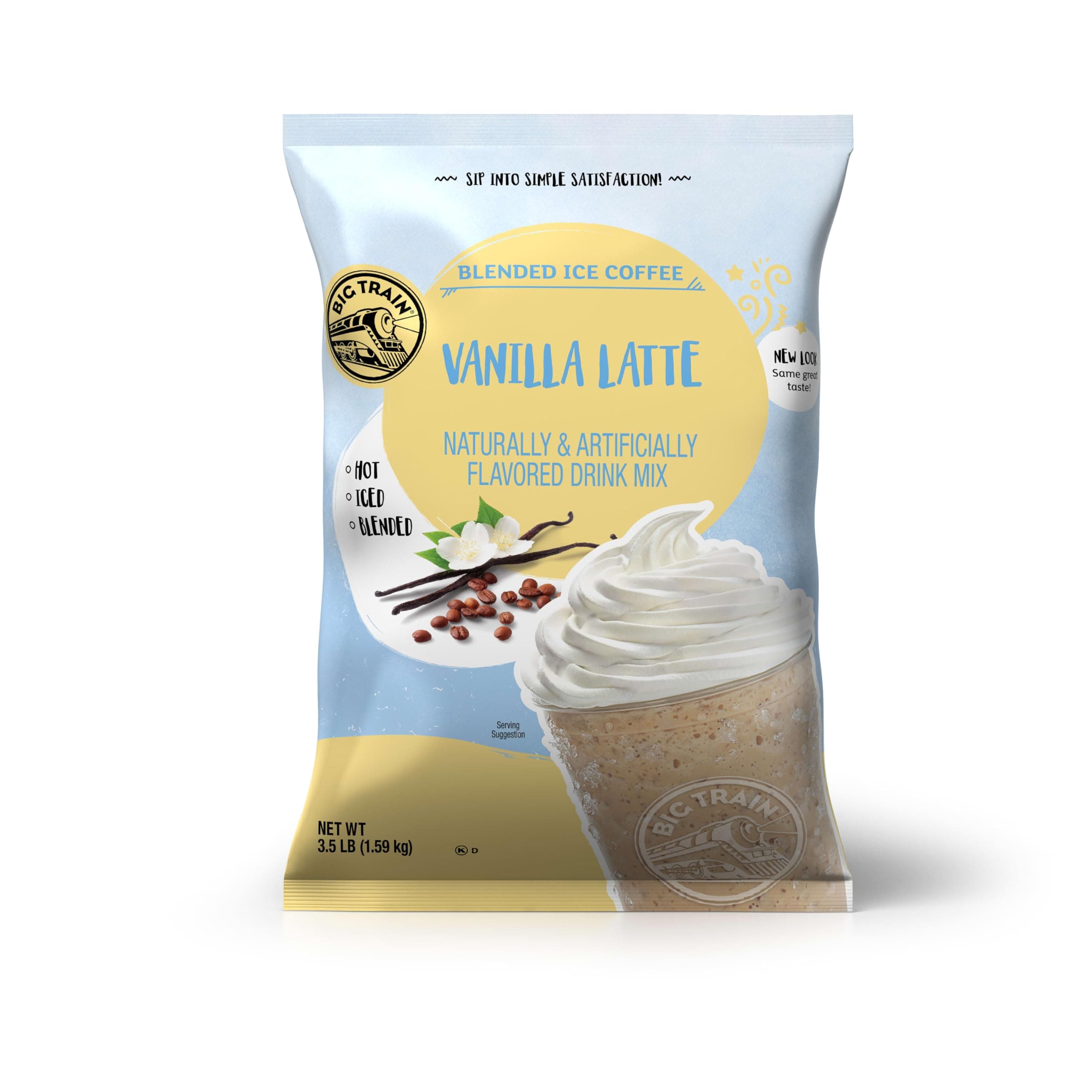 Blended Ice Coffee, Vanilla Latte, 3.5 Pound, Powdered Instant Coffee Drink Mix, Serve Hot or Cold, Makes Blended Frappe Drinks