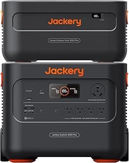 Jackery Explorer 2000 Plus, 1*Expandable Battery, 4085 Wh LiFePO4 Battery with 3000W Output for Outdoor RV Camping and Home Emergency