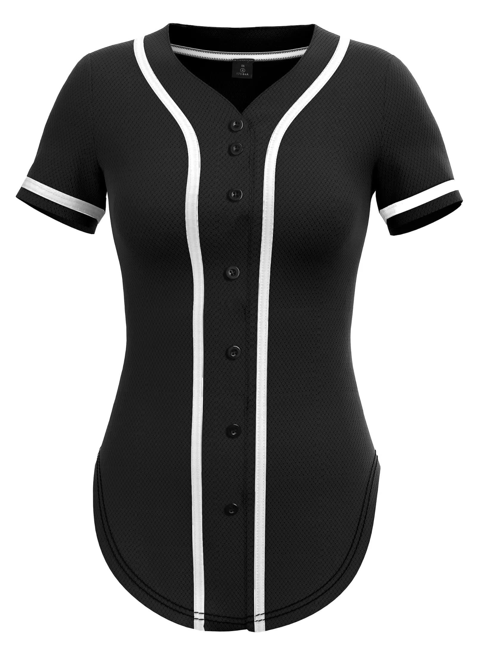 DHSPKNWomens Baseball Jersey Button Down Blank Plain Softball Jersey Short Sleeve Hip Hop Shirt Active Team Sports Uniforms