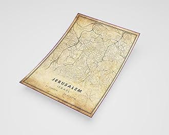 MG Global Rustic Poster of Jerusalem Israel | 11x17 12x18 16x24 24x36 Vintage Unframed Print | Antique Hometown City Wall Art for Gift | Home Office Decor