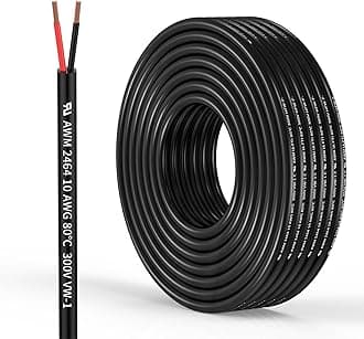 10 Gauge 2 Conductor Electrical Wire 10 AWG Wire Stranded PVC Cord Oxygen-Free Copper Cable 65.6FT/20M for Outdoor Lighting Automotive Battery Solar Panel (10/2AWG-65.6FT)