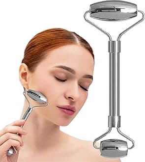 Stainless Steel Roller - Face Roller - Gua Sha Facial Tools, Rollers for Face, Skin Care Kit for Men Women, Guasha Tools for Faces, Facial Care Reduces Under-Eye Puffiness and Dark Circles