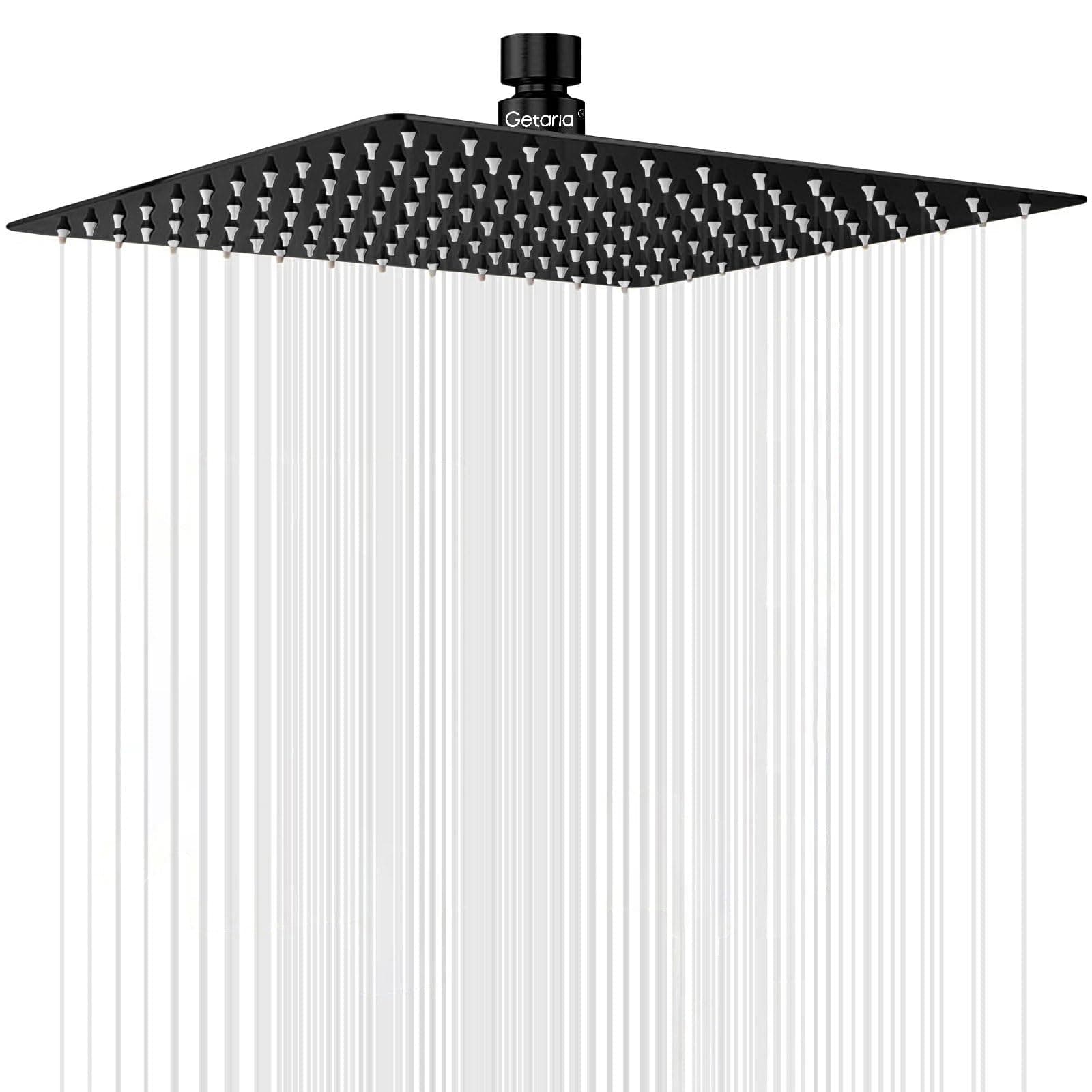 Rain Shower Head, 12 Inch Square Fixed Rainfall Shower Head Large Waterfall 304 Stainless Steel High Pressure Rain Shower Head with 144 Silicone Jets