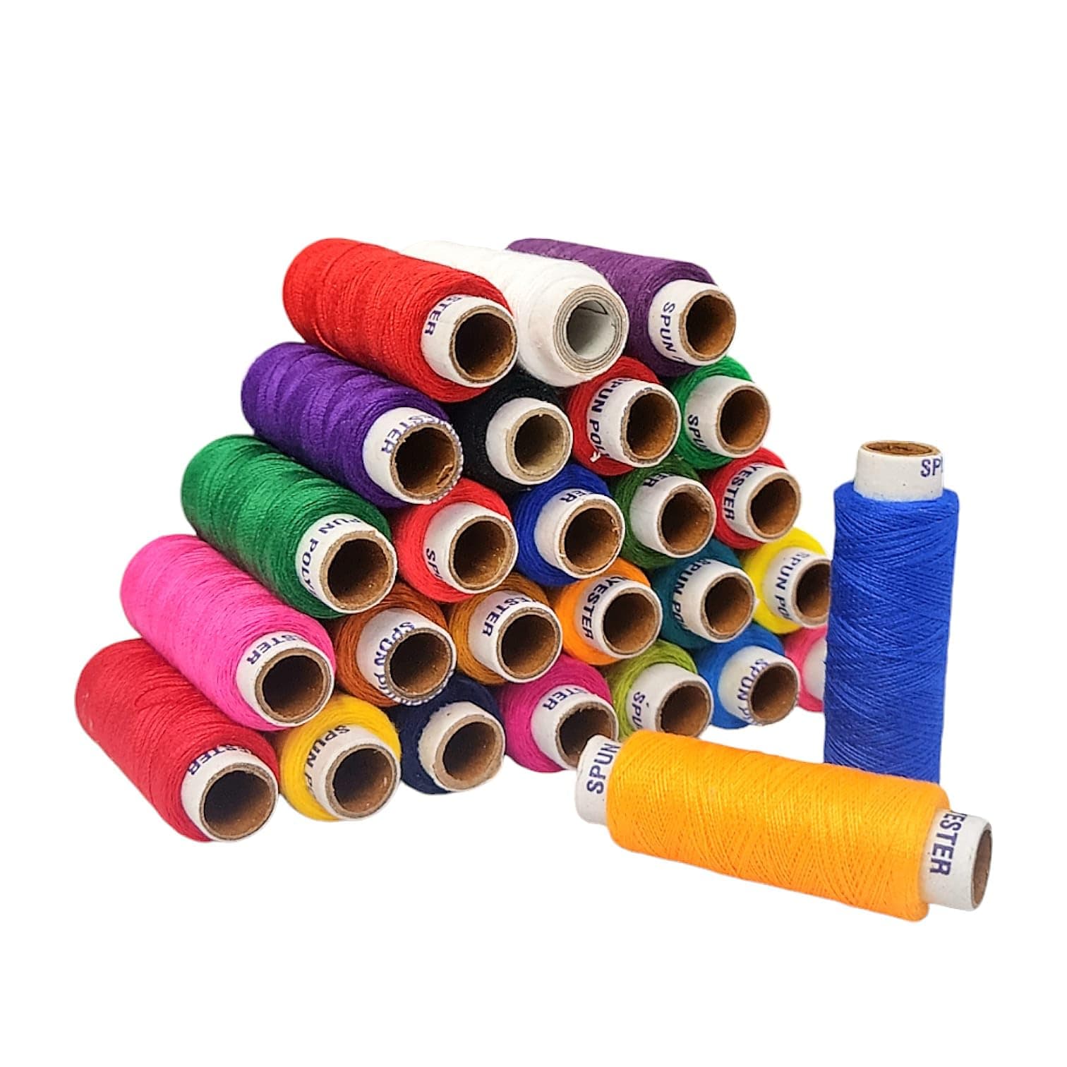 RIANZ Pack of 25 Pcs Sewing Thread Spun Polyester Yarn 300 Meters Each for Hand or Sewing Machines (25 Mix Colors) Multicolor
