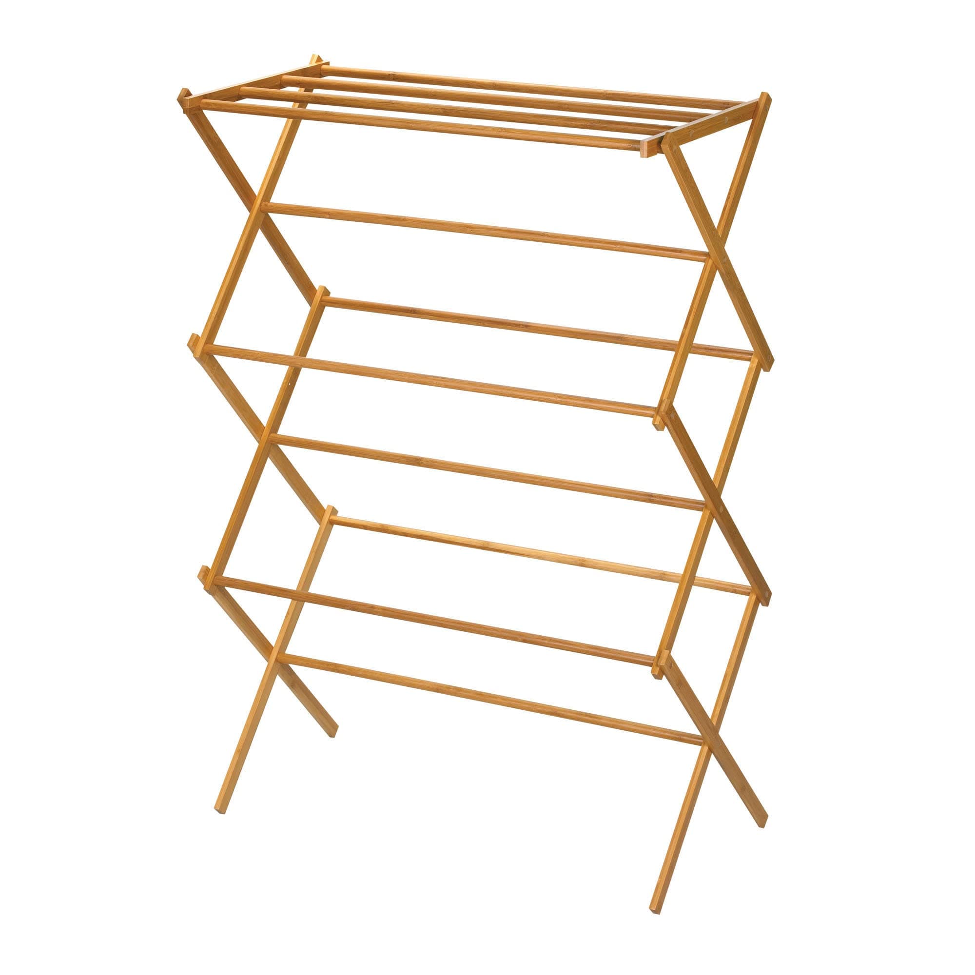 Household Essentials Bamboo Folding Clothes Drying Rack, Upscale Laundry Rack with 11 Dowels, Environmentally Friendly, Stable Frame, Shelf for Drying Flat